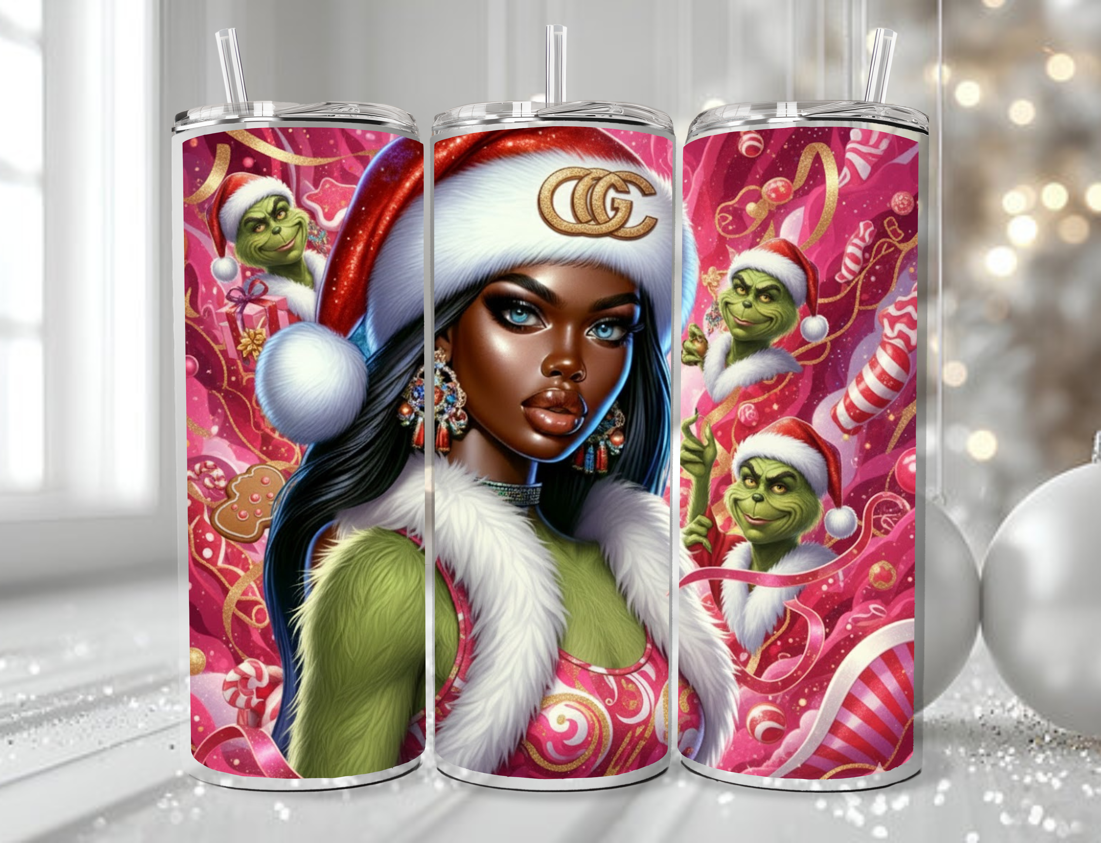 “Baddie Grinch Girl ” Glam Tumbler
